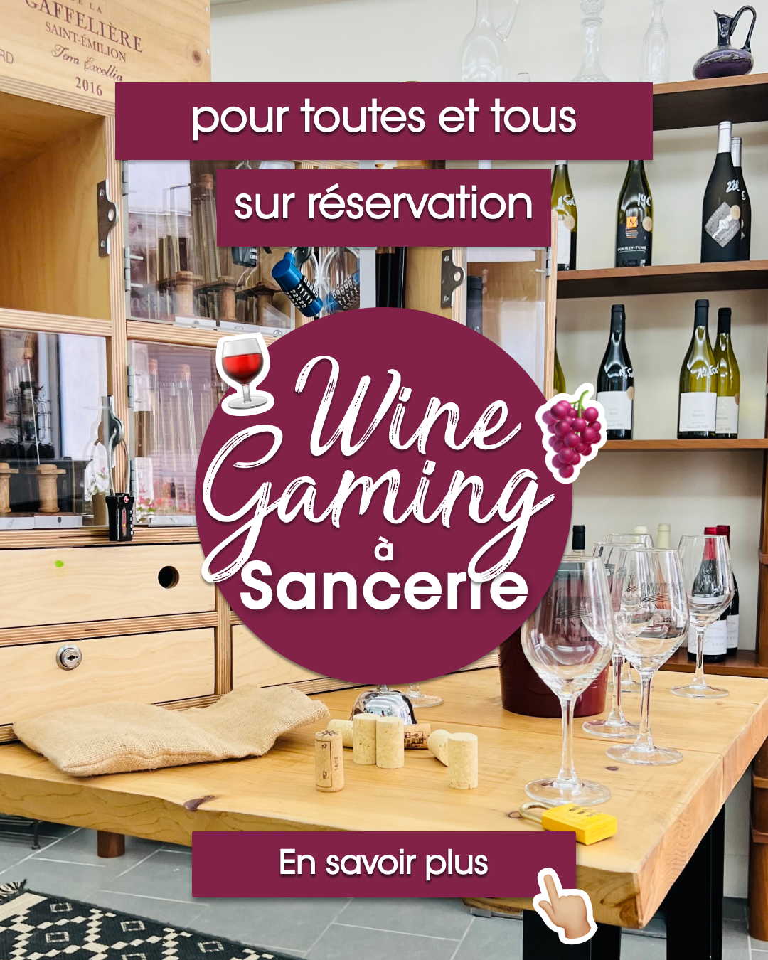 Le Wine Gaming est désormais ouvert à tous, à Sancerre, chez notre ami Raphaël, vinothécaire chez VUE sur Vignes. Venez relever le défi du meilleur escape game oenoludique de la région pour découvrir le monde de façon ludique et décomplexée.
