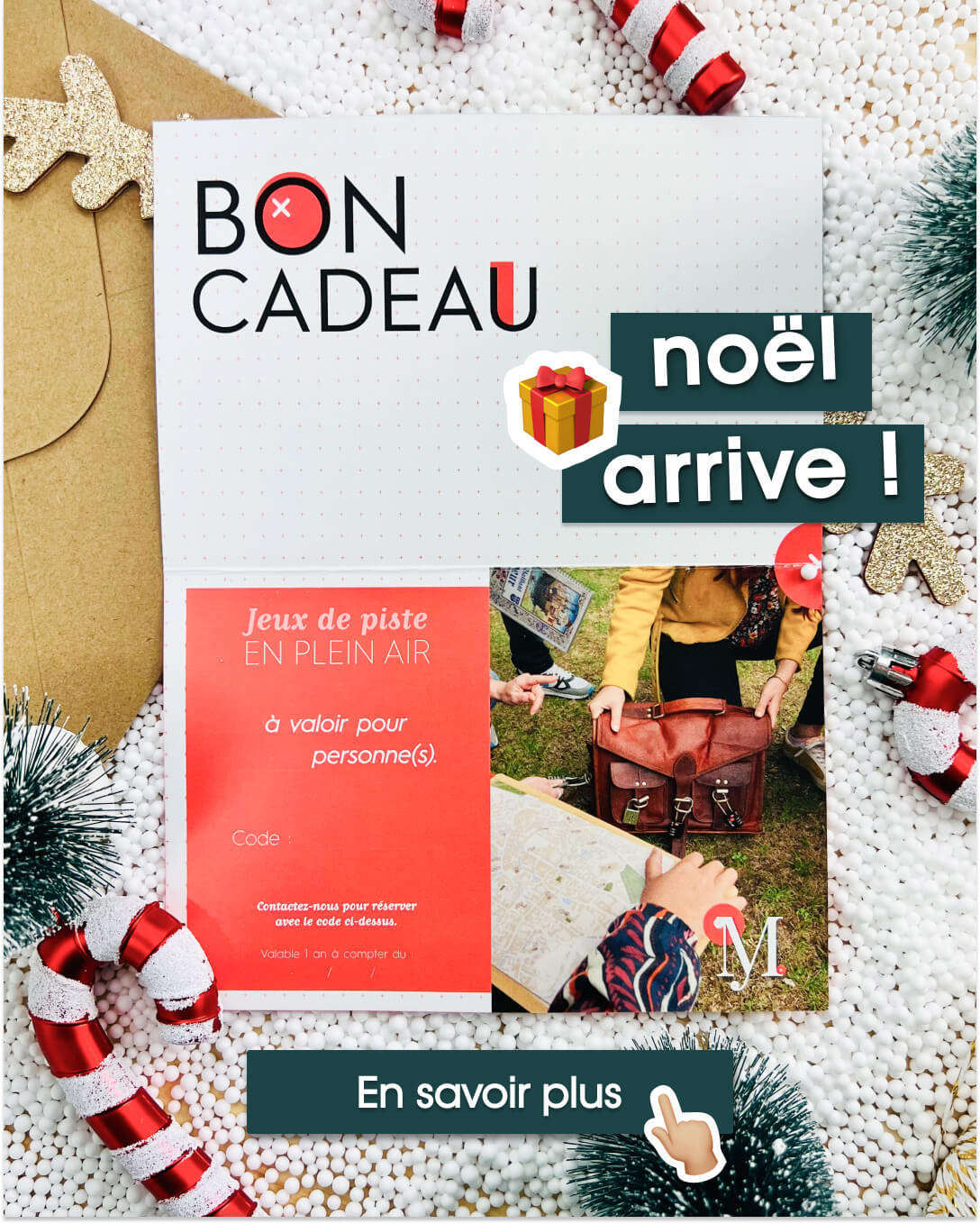 Cliquez sur l'image pour découvrir nos bons cadeaux, une idée originale pour préparer Noël dès maintenant et en offrant un moment en famille ou entres amis à Bourges.