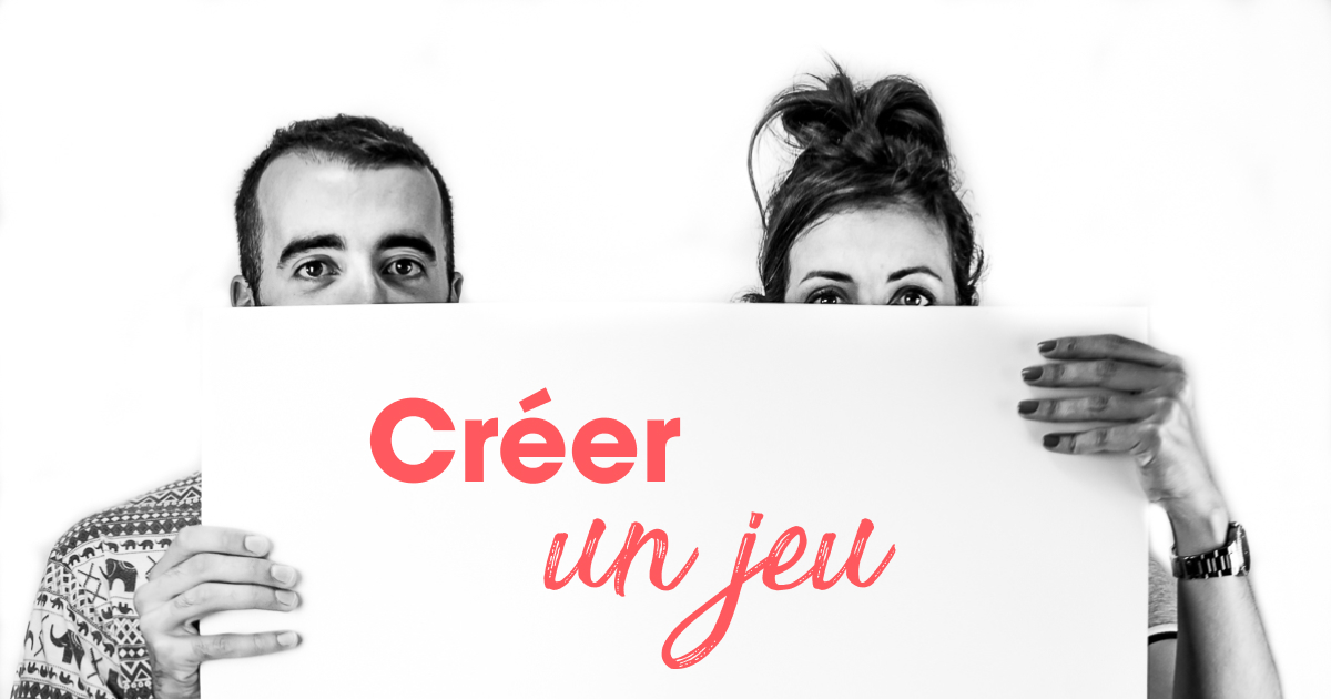 Sophie et Clément Bouakkaz et une pancarte ‘Créer un jeu’